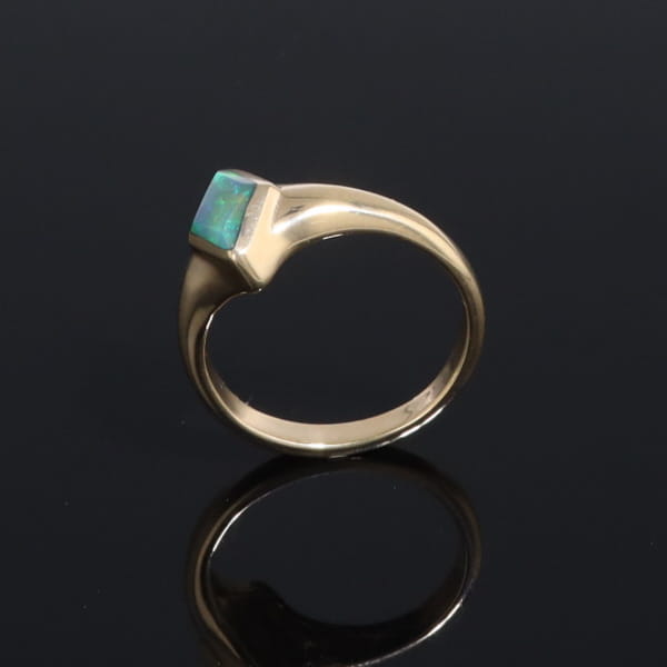 Ethiopian Opal Rings Diamond Shape Inlaid Design