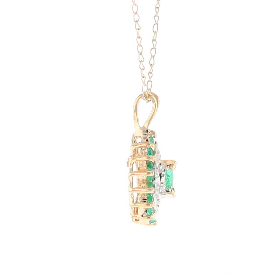 Marquise Cluster Emerald and Diamond Necklace