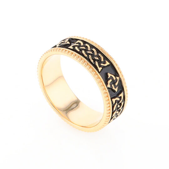 Celtic Knot Black and Gold Wedding Band