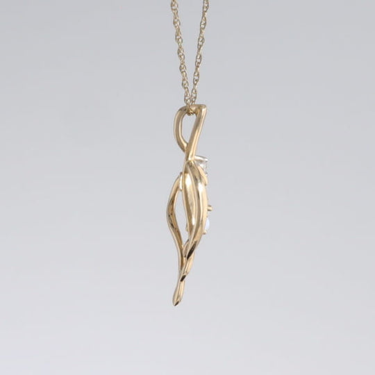 Round Opal & Diamond Heart Necklace