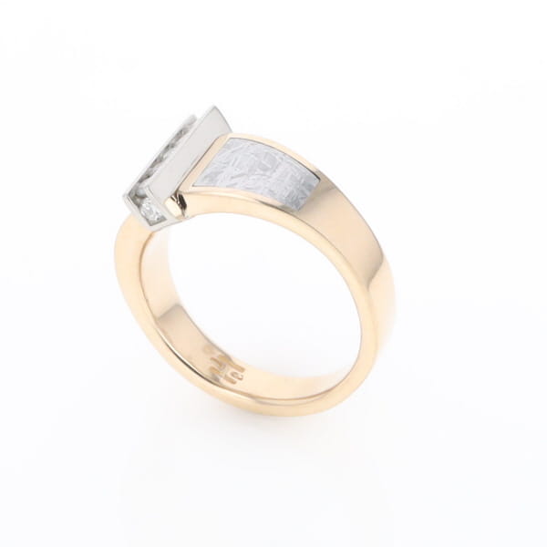 Meteorite Ring Double Sided Inlaid Design with .23ctw Diamonds