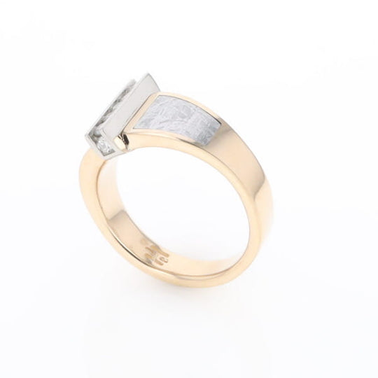 Meteorite Ring Double Sided Inlaid Design with .23ctw Diamonds