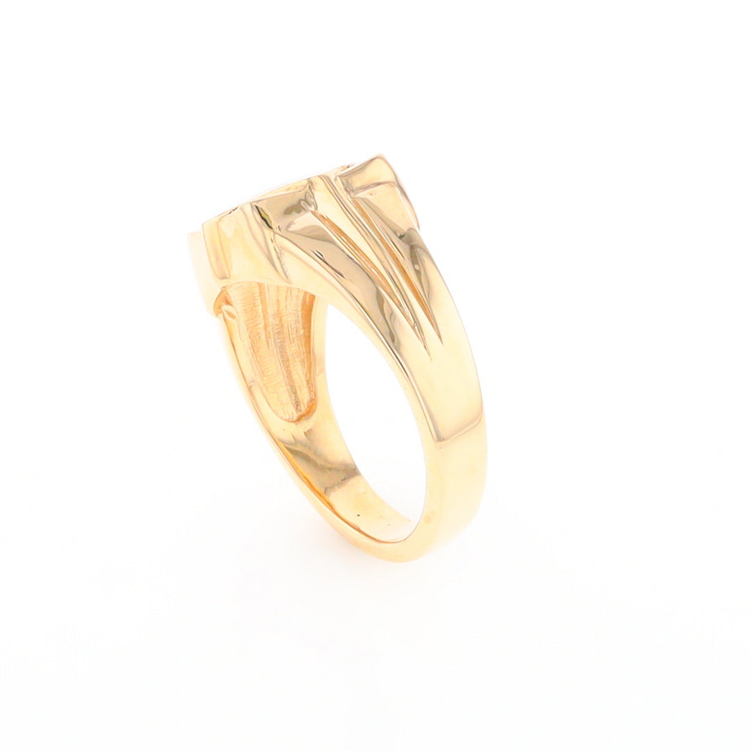 Gold Quartz Mens Ring with Diamond Accents