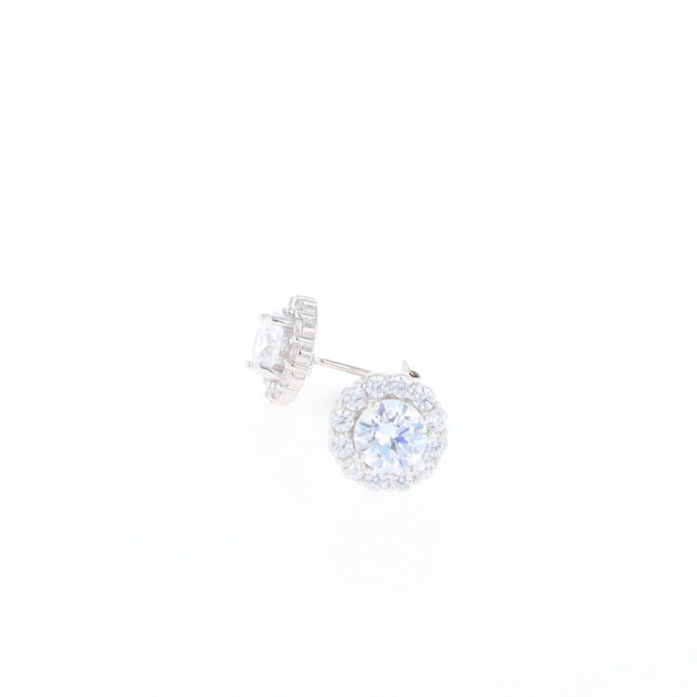 Cubic Zirconia Halo Stud Earrings