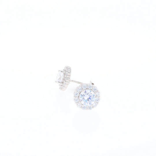 Cubic Zirconia Halo Stud Earrings