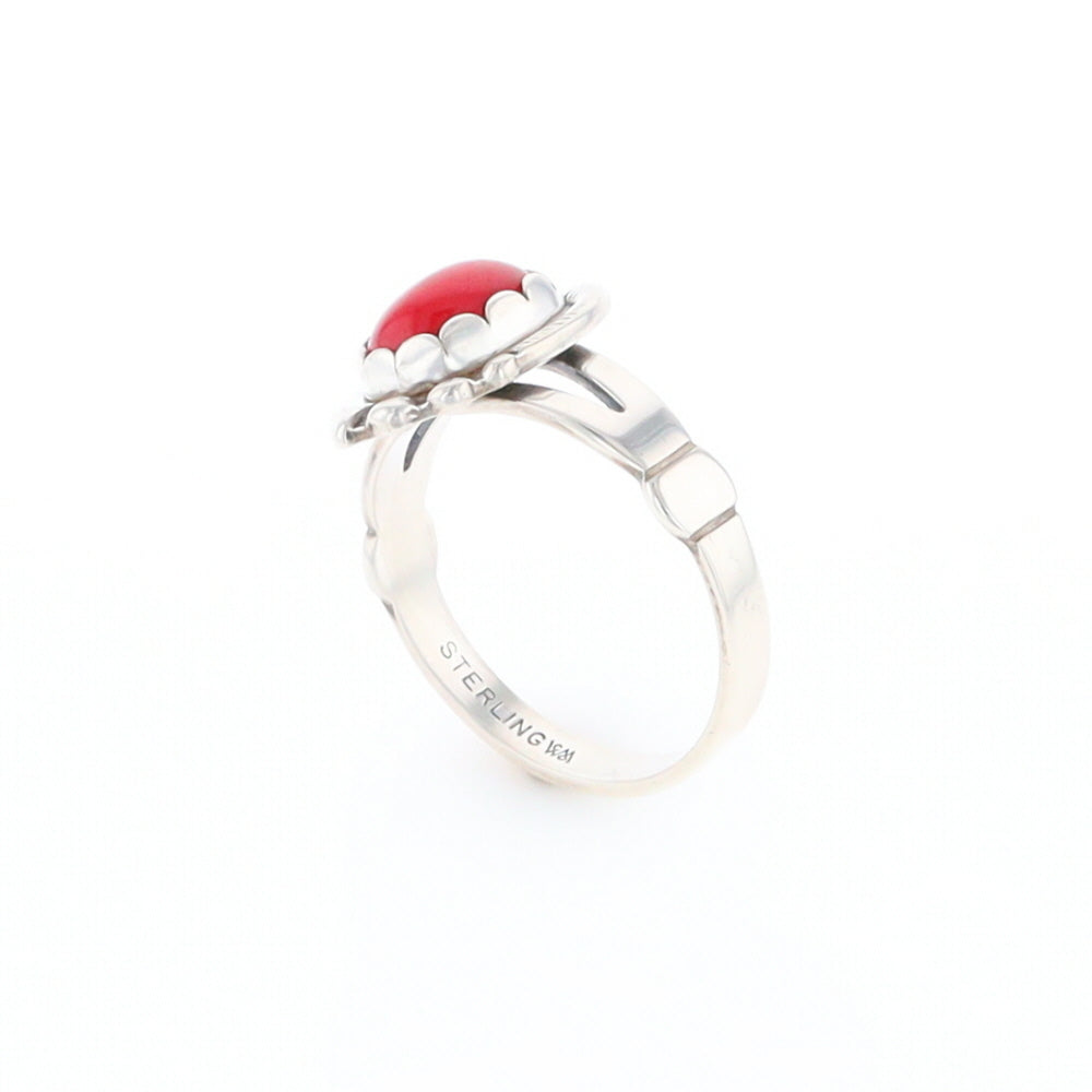 Native American Oval Coral Ring