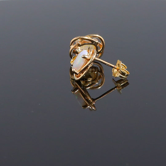 Oval Opal in Gold Knot Stud Earrings