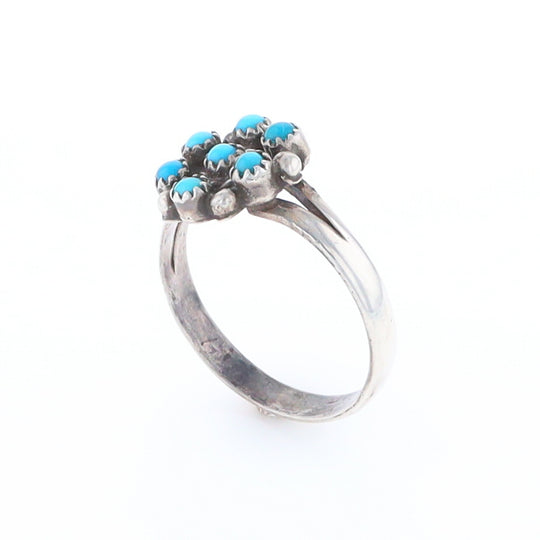 Round Turquoise Cluster Ring