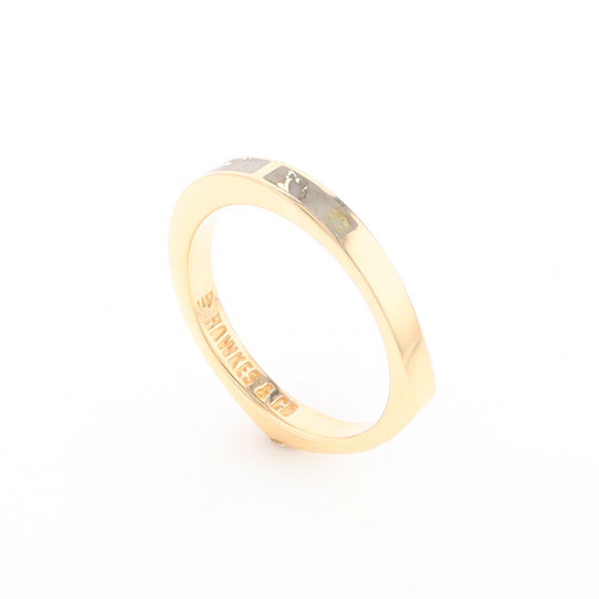 Gold Quartz Ring 3 Rectangle Section Inlaid Band