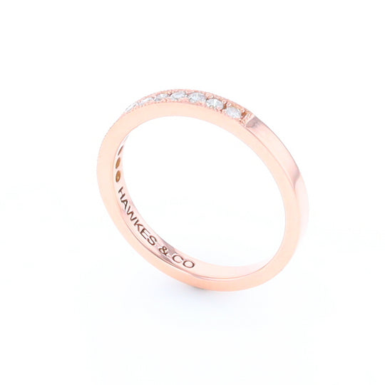 Rose Gold Milgrain Diamond Wedding Band