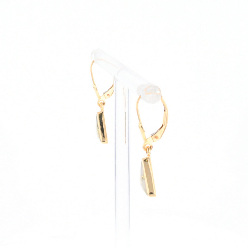 Gold Quartz Triangle Inlaid Earrings - G2