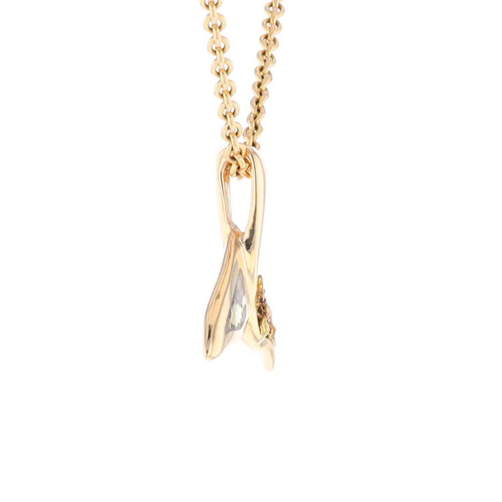 Small Whale Tail Gold Quartz and Gold Nugget Pendant