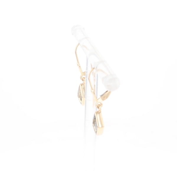 Gold Quartz Earrings Diamond Shape Inlaid Lever Backs G2