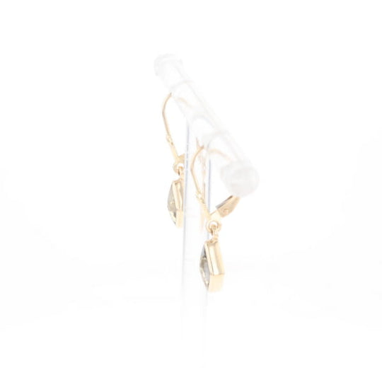 Gold Quartz Earrings Diamond Shape Inlaid Lever Backs G2