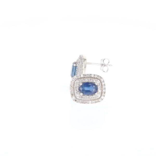 Double Halo Sapphire Earrings