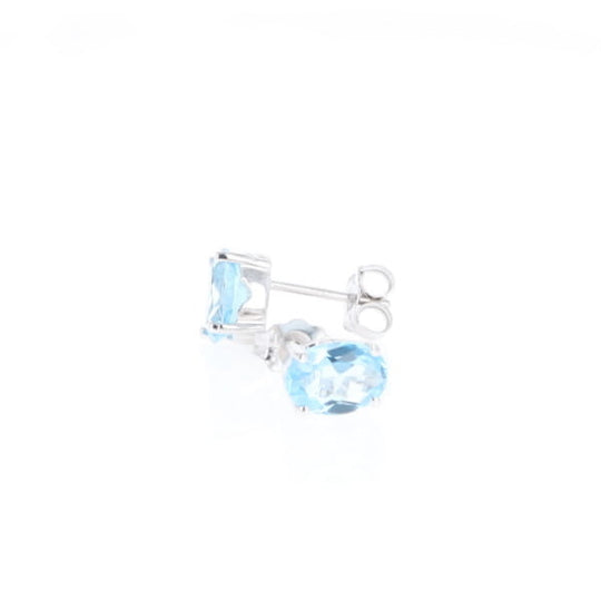 Oval Blue Topaz Stud Earrings