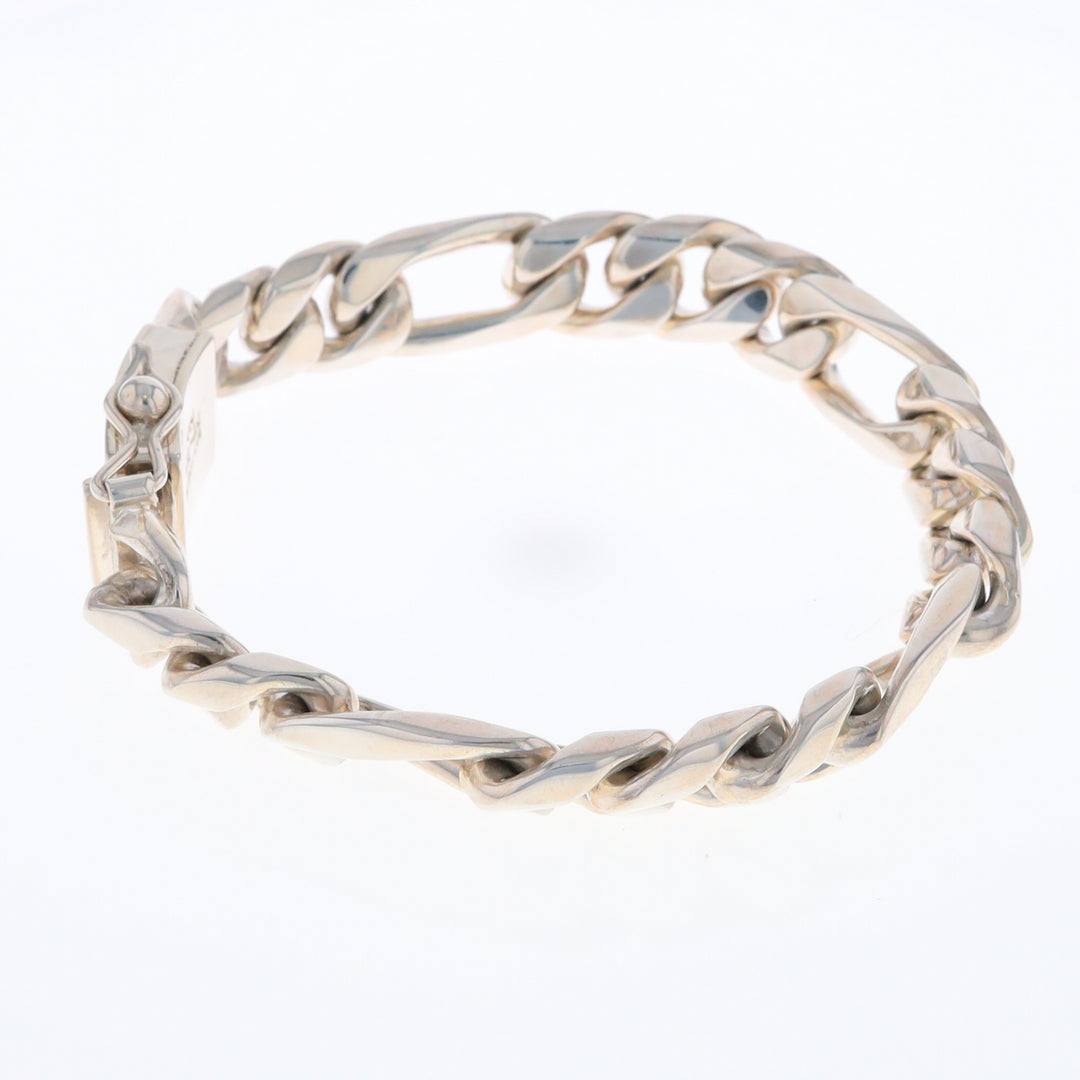 Sterling Silver Wide Figaro Bracelet