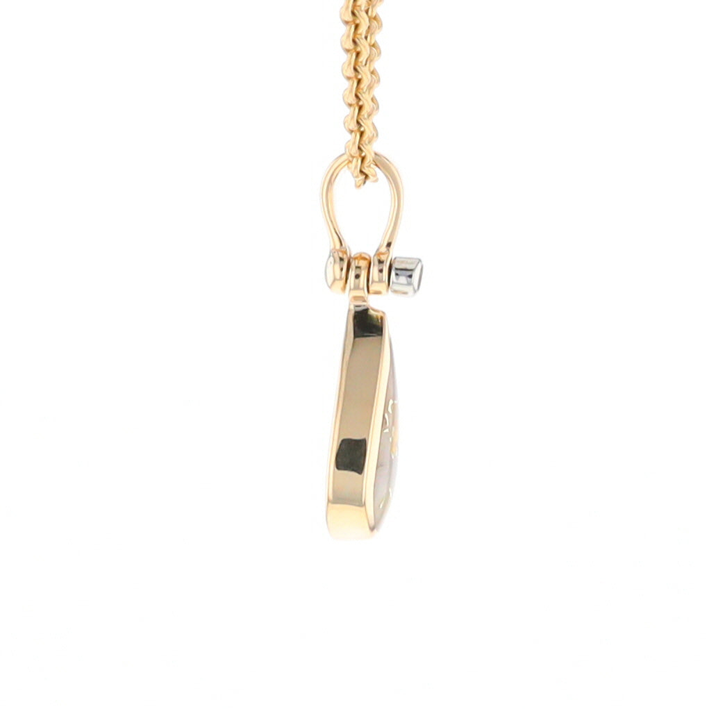 Gold Quartz Pendant Tear Drop Inlaid Design with .02ct Diamond