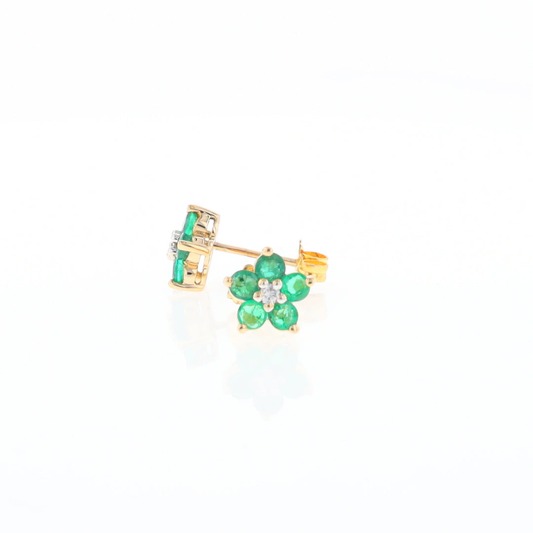 Emerald Flower Stud Earrings