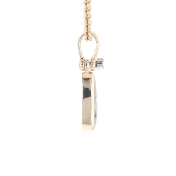 Gold Quartz Necklace Pear Shape Inlaid Pendant with .02ct Diamond