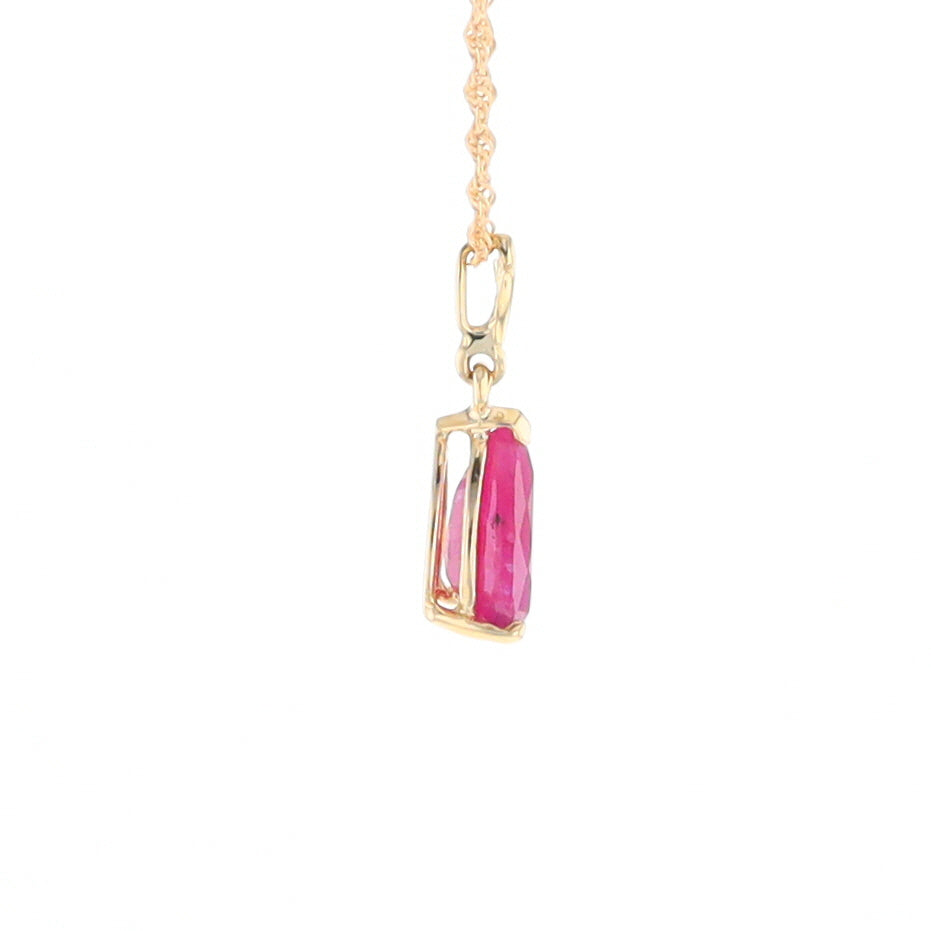 Pear Ruby Solitaire Necklace