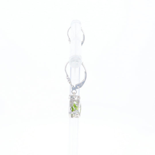 Peridot Dangle Earrings with Diamond Accents