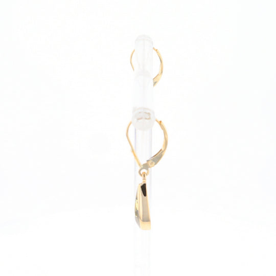 Gold Quartz Earrings Tear Drop Inlaid Lever Backs