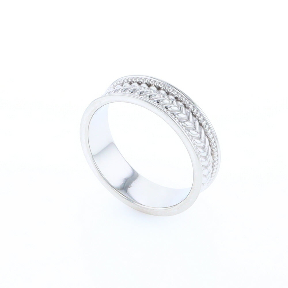 Braided White Gold Men's Ring