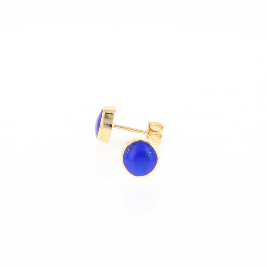 Lapis 6mm Round Inlaid Earrings