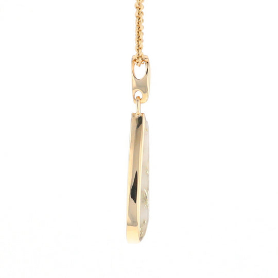 Gold Quartz Pendant Tear Drop Inlaid Design G2