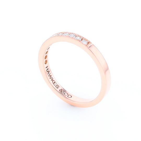 Rose Gold Milgrain Diamond Wedding Band