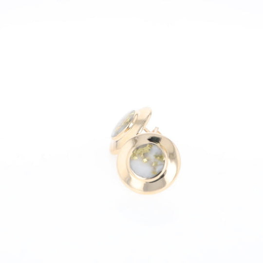 Superior Quality Gold Quartz Inlaid Circle Stud Earrings