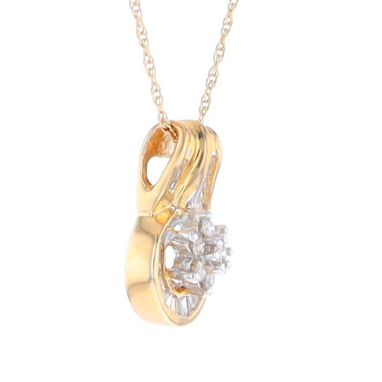 Gold Slide and Flower Diamond Pendant