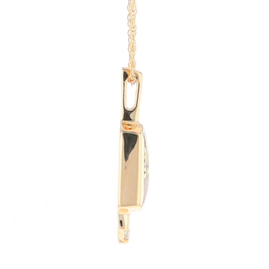 Gold Quartz Pendant with 0.04ctw Diamond Accent