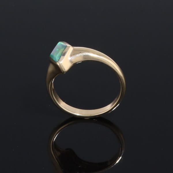 Ethiopian Opal Rings Diamond Shape Inlaid Design