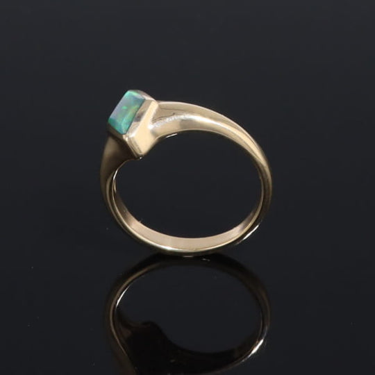 Ethiopian Opal Rings Diamond Shape Inlaid Design