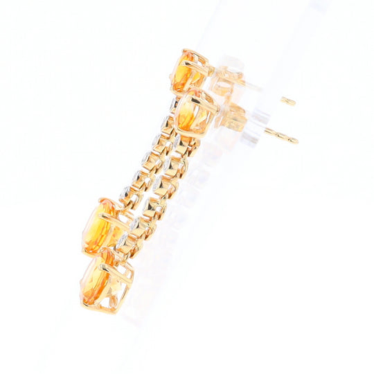 Citrine and Diamond Dangle Drop Earrings