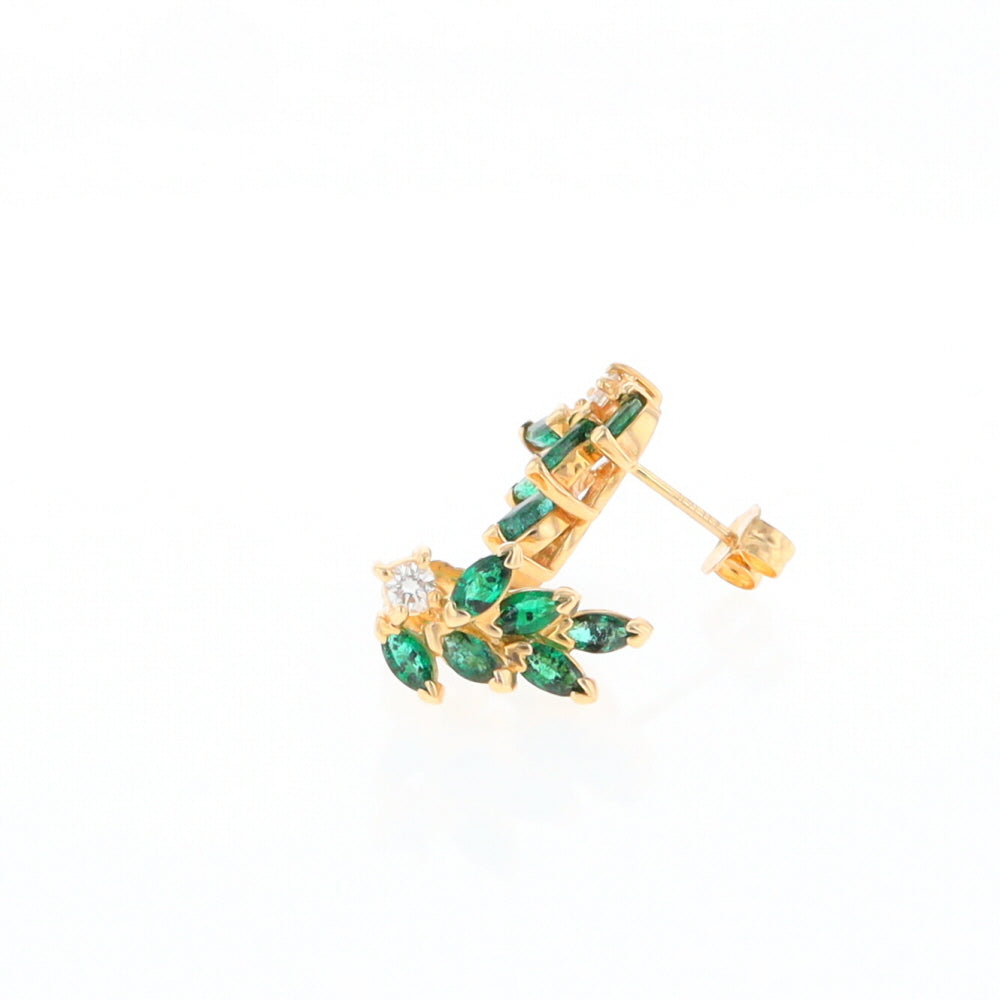 Marquise Emerald Cluster Stud Earrings