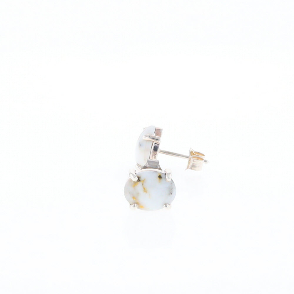 Gold Quartz Cabochon Stud Earrings