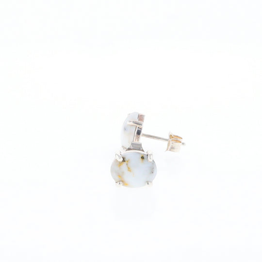 Gold Quartz Cabochon Stud Earrings