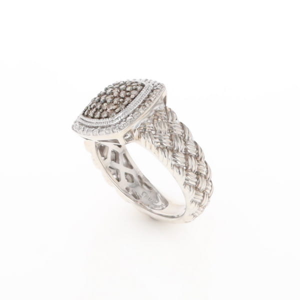 Champaign Diamond Square Braided Cluster Band