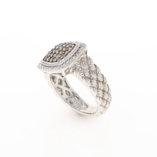 Champaign Diamond Square Braided Cluster Band
