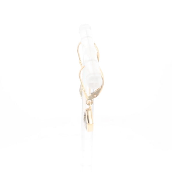 Gold Quartz Earrings Diamond Shape Inlaid Lever Backs G2