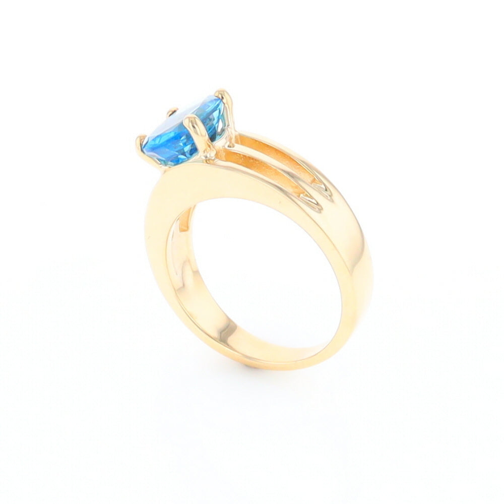 Split Shank Oval Blue Topaz Ring