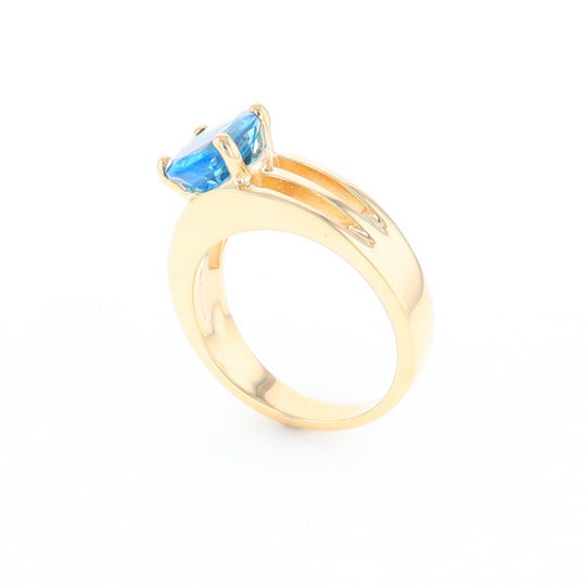 Split Shank Oval Blue Topaz Ring