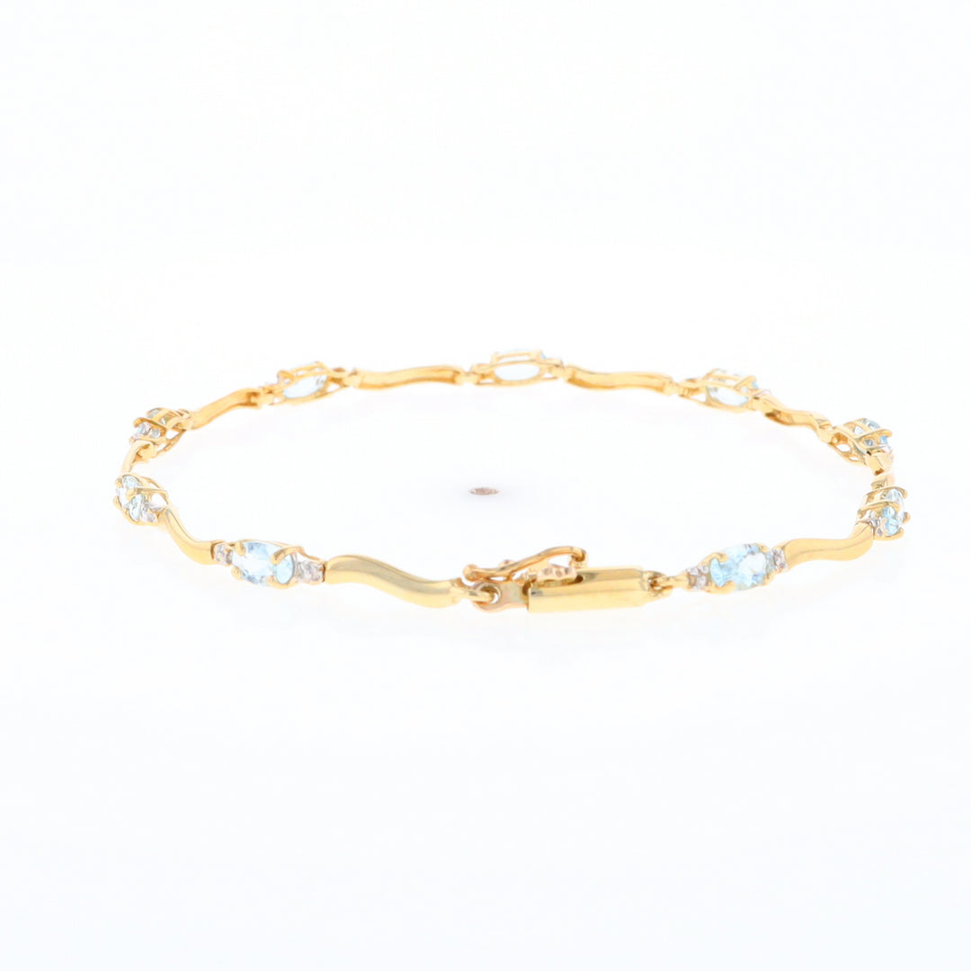 Aquamarine and Diamond Tennis Bracelet