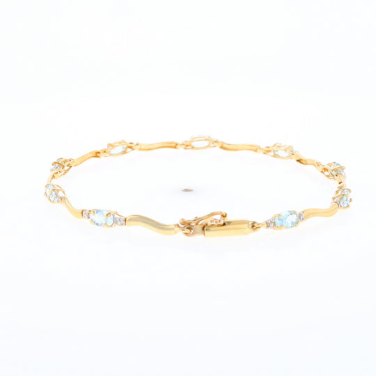 Aquamarine and Diamond Tennis Bracelet