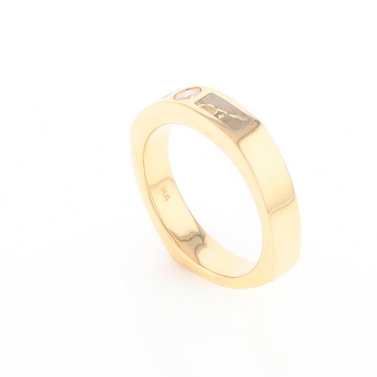 Gold Quartz Ring Double Sided Inlaid Design with .10ct Round Diamond G2