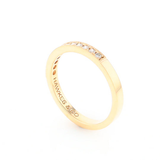 Yellow Gold Milgrain Diamond Wedding Band