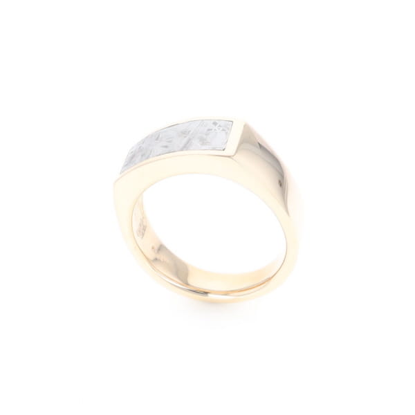 Rectangle Meteorite Inlaid Ring